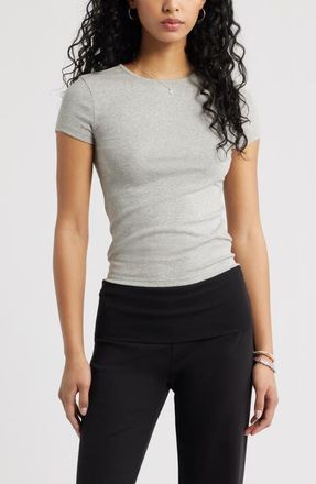 BP. Stretch Cotton Blend Crewneck T-Shirt in Grey Soft Heather at Nordstrom, Size X-Large
