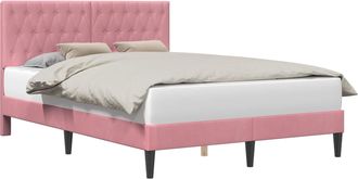 vidaXL Estructura De Cama Con Cabecera Rosa 140 X 190 Cm Terciopelo Vidaxl