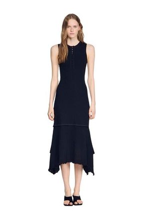 Sandro Fancy pointelle dress in Black at Nordstrom, Size 34 Eu
