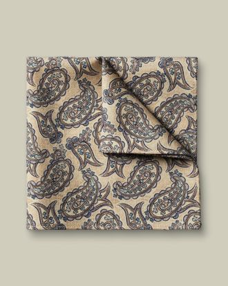CHARLES TYRWHITT Wool Paisley Pocket Square - Stone Size OSFA by Charles Tyrwhitt