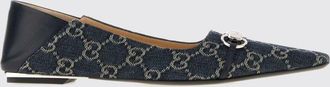 Gucci Ballerine Vittoria in denim Jacquard GG con dettaglio Horsebit e punta affusolata