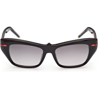 Christian Louboutin 52mm Cat Eye Sunglasses in Black Gold Metal /Zeiss Smoke at Nordstrom