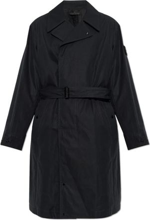 Stone Island Jas met logopatch - Heren - Trenchcoats - Zwart - XL - Katoen - Jassen