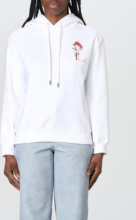 Lanvin Womens Floral Embroidered Hoodie - White Cotton - Size X-Small