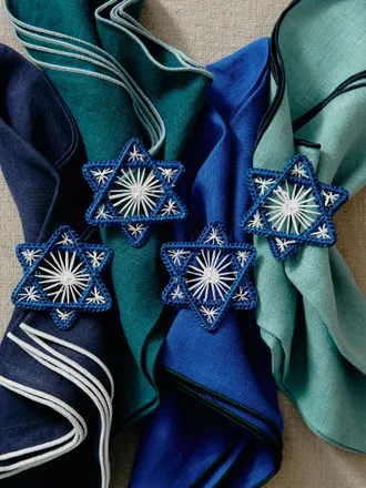 Coro Cora Stars Handwoven Iraca Palm Napkin Rings (Set of 4)