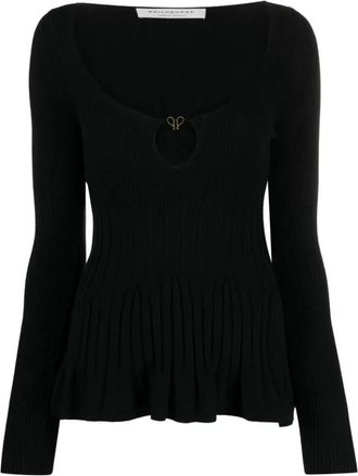 Philosophy di Lorenzo Serafini Zwarte Gebreide Top - Dames - Ronde hals truien - Zwart - XS - Polyester - Truien & Vesten