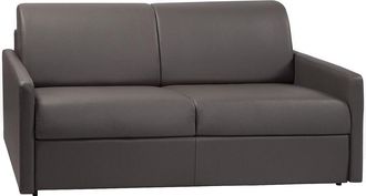 Vente-Unique Sof&aacute; cama italiano de 3 plazas de piel sint&eacute;tica CALIFE - Gris - Cama 140 cm - Colch&oacute;n 14 cm