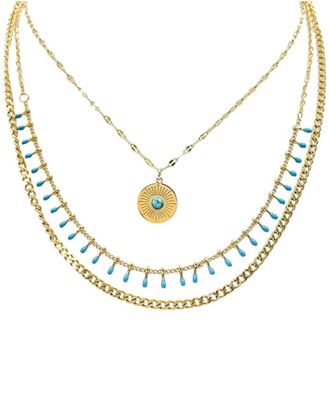 Liv Oliver 18K Plated 9.75 Ct. Tw. Turquoise Layer Necklace
