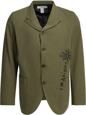 Comme Des Gar&ccedil;ons Gedrukte Blazer - Heren - Blazers - Groen - L - Katoen - Jassen