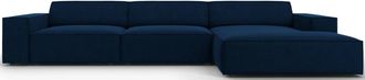 BLOOMINGLOFT 4-Sitzer Design Ecksofa Jodie mit Chaiselongue rechts - Samtbezug
