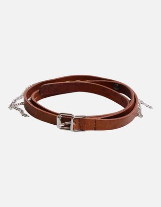 Diesel Womens DIESEL BTENA Womens Belts Genuine Cow Leather Vintage Ladies Thin Waist Belts - Brown - Size: 85 cm