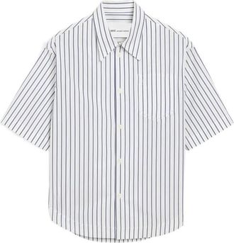 Ami White Loose Stripes Shirt