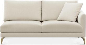 Castlery Lena Right Arm 2 Seater Sofa Customized, (Washed Chenille) Cream (Brass Legs), Machine Washable, Removable Covers for Sofas by Castlery
