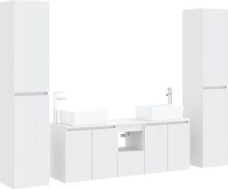 vidaXL Juego De Muebles De Ba&ntilde;o 5 Uds. Blanco 33 X 34,5 X 160 Cm Vidaxl