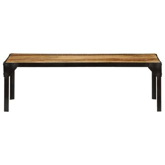 Berkfield Home Coffee Table Solid Rough Mango Wood & Steel 110 cm in Brown