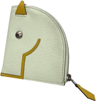 Herm&egrave;s Green Chevre Myzore Leather Coin Purse/Coin Case (Pre-Owned)