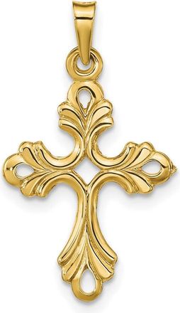 Diamond2Deal 14k Yellow Gold Polished Fleur De Lis Cross Pendant