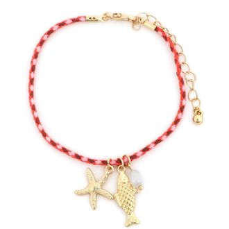 Panacea Sea Life Charm Braided Bracelet in Pink at Nordstrom