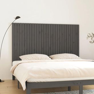 vidaXL Cabecero De Cama De Pared Madera Maciza Pino Gris 185x3x110 Cm Vidaxl