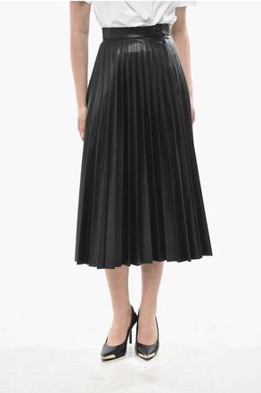 Maison Margiela MM6 Eco-Leather Midi Pliss&eacute; Skirt size 38