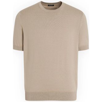 Ermenegildo Zegna Round-neck Knitwear, male, Beige, 3XL, Premium Cotton T-Shirt