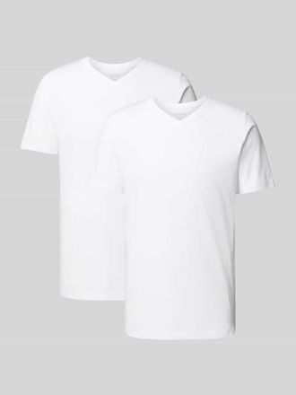 Olymp Level 5 T-Shirt mit geripptem V-Ausschnitt im 2er-Pack in Weiss, Gr&ouml;&szlig;e XXL