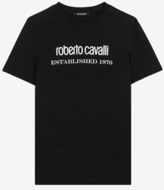 Roberto Cavalli Logo Lettering Cotton T-Shirt, Size X-Small