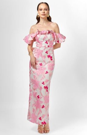 Bariano Jacquie Off Shoulder Midaxi in Pink at Nordstrom, Size 12