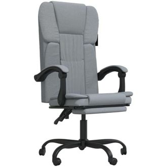 vidaXL Reclining Office Chair Light Grey Fabric vidaXL