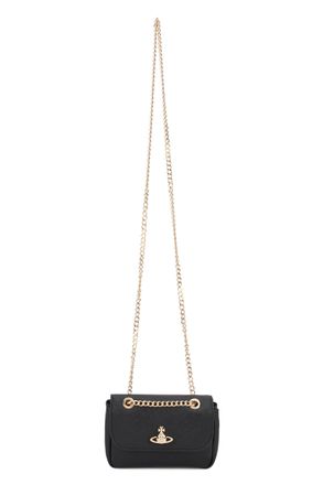 Vivienne Westwood Womens Shoulder Bag Victoria Black Leather Bovine Suede