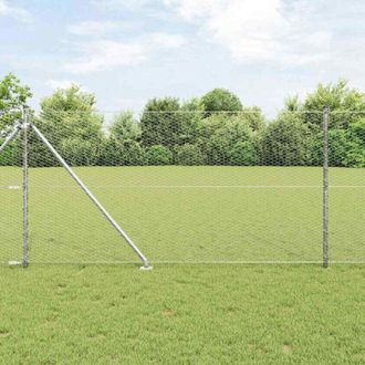 vidaXL Vidaxl - Reja Con Postes Plateado 1.2 X 50 M Acero Recubierto De Pvc