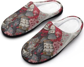 Generic Japanese Samurai Poster Funny Womens Cotton Slippers Shoes Novelty Soft Non-Slip Sole Home Shoe