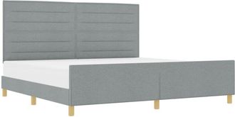 vidaXL Bed Frame with Headboard Light grey 200 x 200 cm Fabric vidaXL