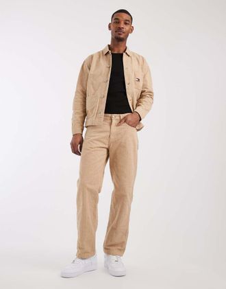 Tommy Jeans Jaimie - Pantaloni beige con ricamo punch needle in coordinato-Neutro