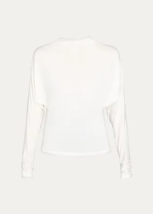 Vince Draped Funnel-Neck Dolman-Sleeve Top