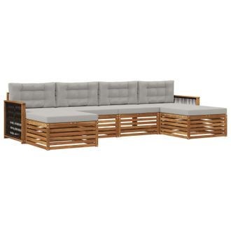 vidaXL Juegos De Sof&aacute;s Con Coj&iacute;n 6 Pcs Madera De Acacia S&oacute;lida Vidaxl