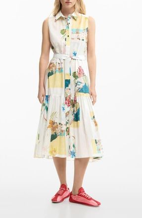Desigual Postcard Print Sleeveless Shirtdress in Light Blue at Nordstrom, Size X-Small