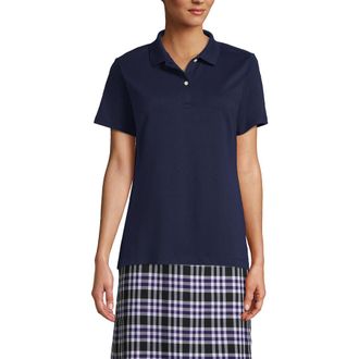 Lands End School Uniform Short Sleeve Feminine Fit Interlock Polo Shirt in Classic Navy at Nordstrom, Size Xx-Small