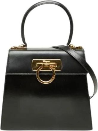 Ferragamo Pre-owned Gancini lederen 2way tas - Dames - Vintage Handtas - Zwart - ONE Size - Leer - Vintage