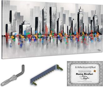 OEM Monica Mirafiori I 100% Pintado A Mano I Cuadro Verano En La Ciudad 140x70cm Cuadro Pintado A Mano Cuadro Acr&iacute;lico Cuadro Acr&iacute;lico De Gran Tama&ntilde;o I Ar