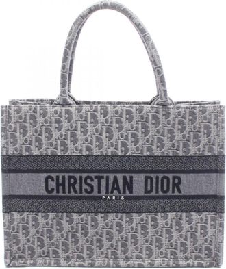 Dior Black Gray Canvas Handbag Tote Bag (Pre-Owned)