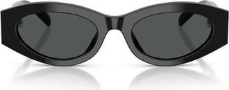 Tory Burch 52mm Oval Sunglasses in Black /Dark Grey at Nordstrom
