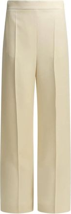 Valentino Wijde Pantalons met Tailoring - Dames - Wijde Broeken - Wit - S - Leer - Broeken