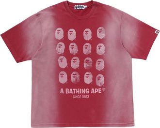 A Bathing Ape Bleeched Multi Ape Head Logo Relaxed Fit T-Shirt Red 0ZXTEM317091RBDX