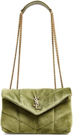 Saint Laurent Puffer Toy Suede Crossbody Bag in Juniper at Nordstrom