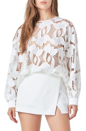 endless rose Floral Lace Top in White at Nordstrom, Size Medium