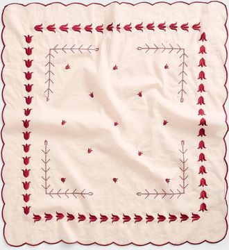 Ichi Womens Embroidered tulip scalloped scarf