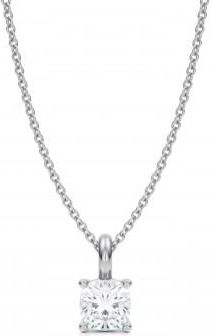 Allurez Cushion Lab Diamond 4-Prong Necklace 14K White Gold (0.75ct)