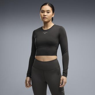 Puma T-shirt cropped a maniche lunghe PUMA x HYROX PWRMODE da donna, Abbigliamento, Nero, XXS