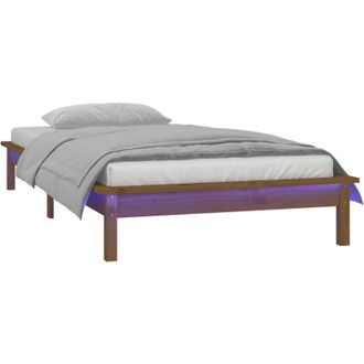 vidaXL Estructura de cama con led madera maciza marrón miel 90x190 cm Vidaxl